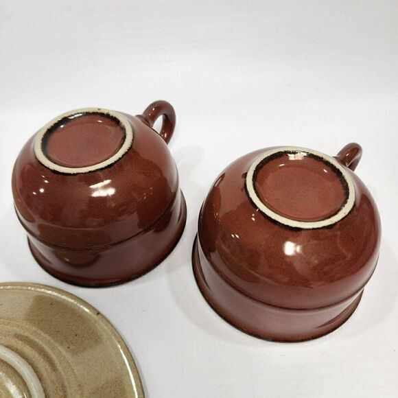 Set of 2 - Mikasa Bob Van Allen Teacup & Saucer Burgundy P1101 Japan - Picture 5 of 7